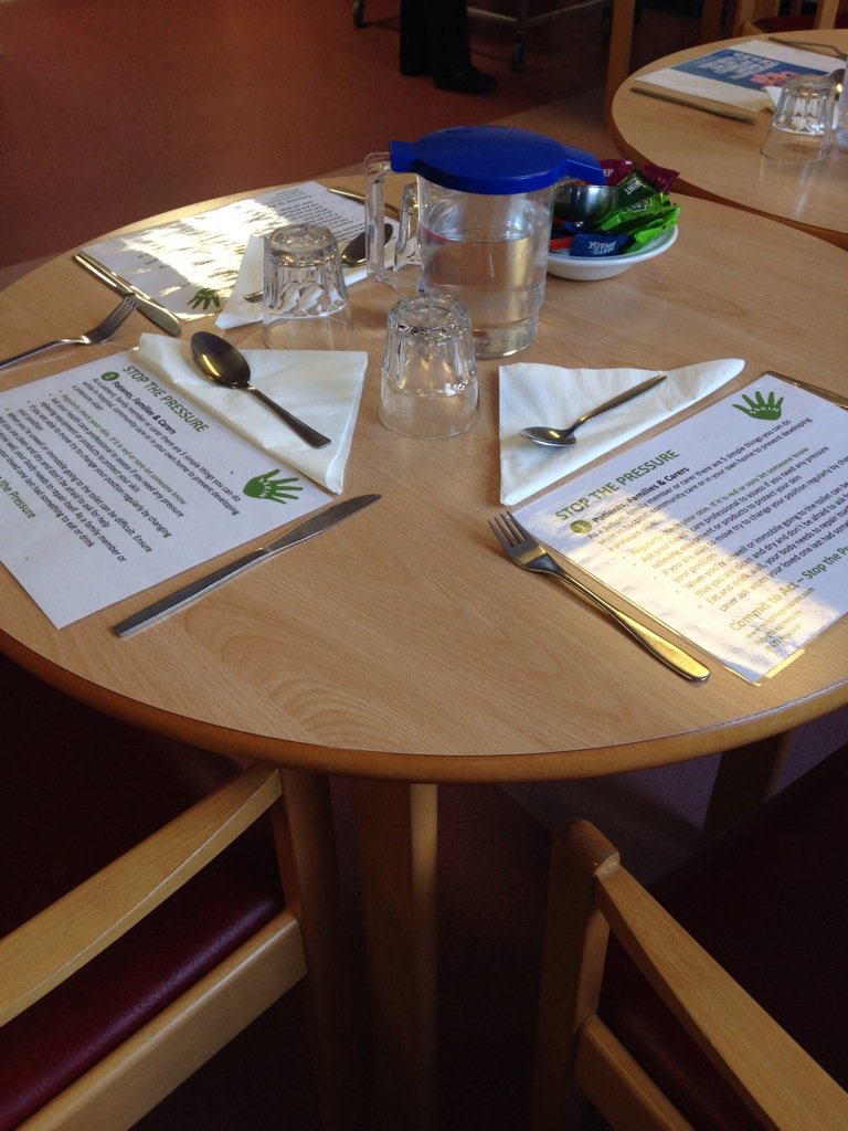 scotterwardlchs's tweet photo. Our way of getting #StopThePressure message across to Pts on placemats @pressure_heroes @STPressure @StopPUday2015 https://t.co/QqPfAY7Jcu