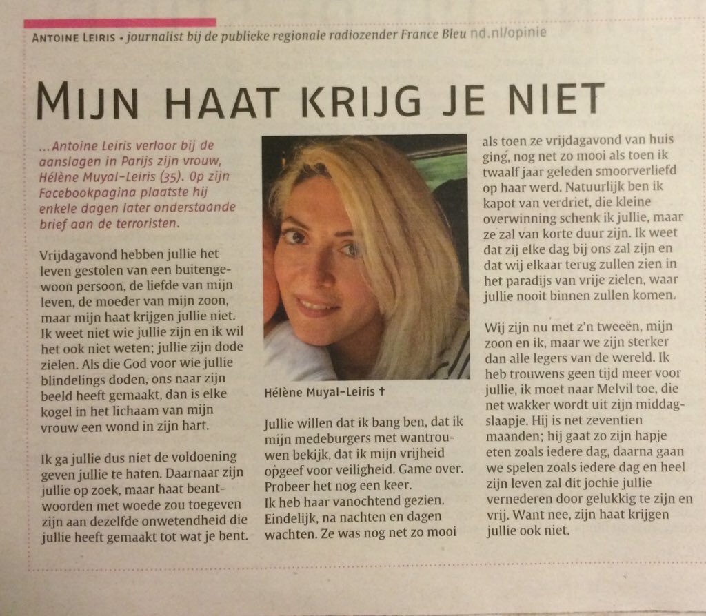 Indrukwekkend: "We zijn nu met z'n tweeën, mijn zoon en ik, maar we zijn sterker dan alle legers van de wereld."