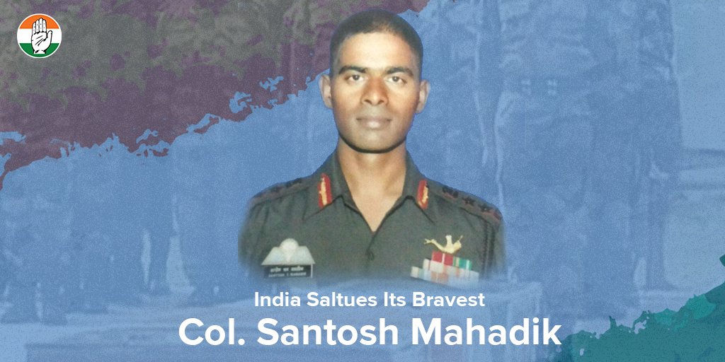 INCIndia's tweet image. Homage to Colonel Santosh Mahadik who was martyred in a gunbattle with militants in J&amp;amp;K&apos;s Kupwara distt on Tuesday.