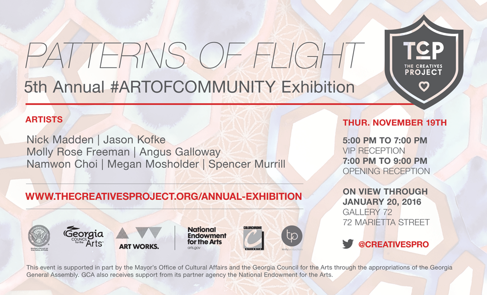 creativespro's tweet photo. TOMORROW 7-9pm #gallery72 #TCPATL Annual Exhibit #PatternsOfFlight #artofcommunity #atlarts https://t.co/rWOn4oxY7V https://t.co/6JDQ8hNMrD