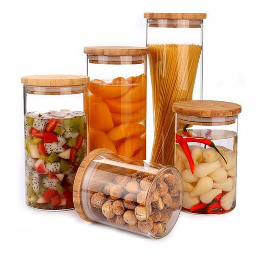 inpackage's tweet image. Clear glass storage jar with bamboo lid, More details, please kindly check inpackage.com