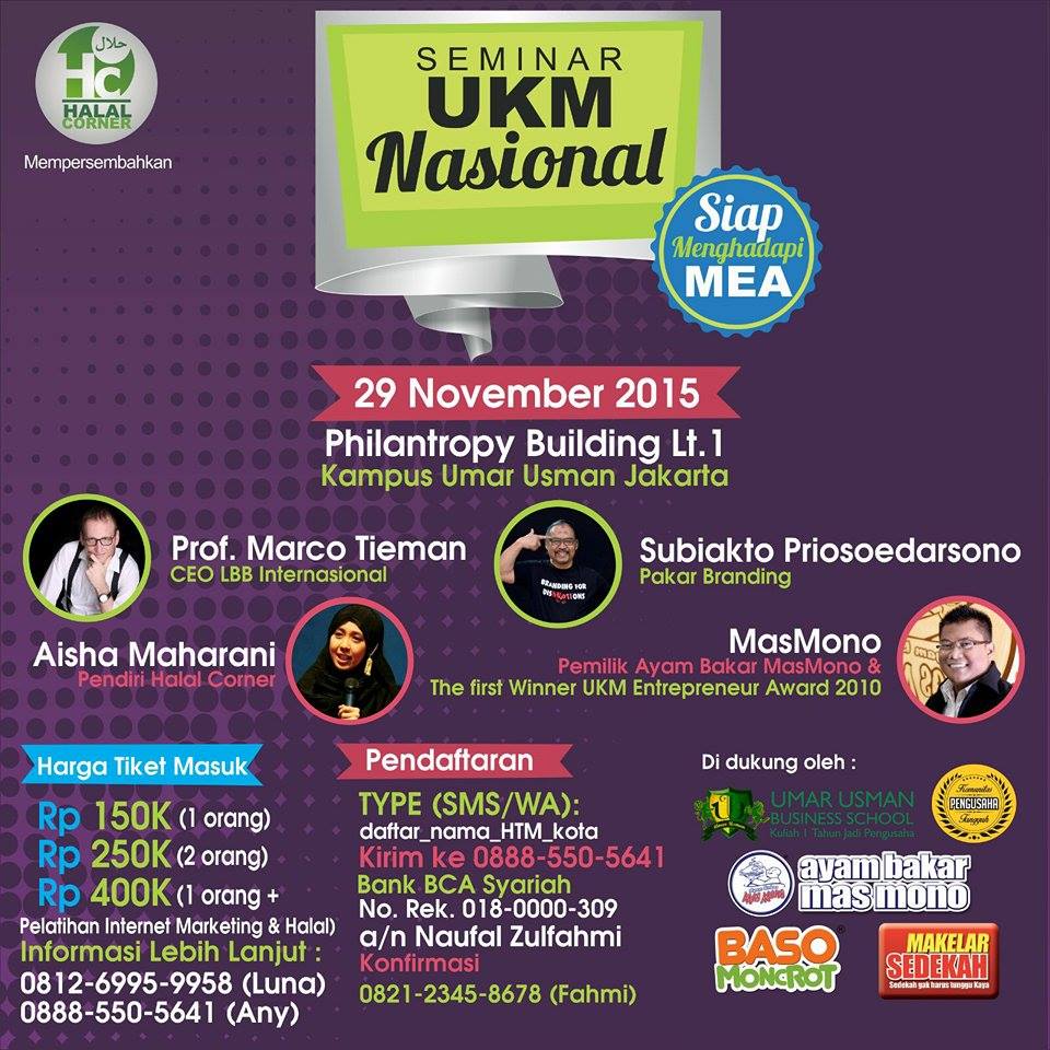 HCJakarta's tweet photo. H-10 #SeminarUKMNasional Buruan daftar yuk. Limited seat lhoo... free gift dari Keke utk 50 pendaftar pertama. https://t.co/hmJF9MKv05