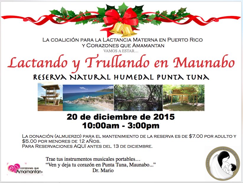 DrMarioRamirez's tweet photo. Vayan haciendo sus reservaciones antes del 13 dic. #lactanciamaterna #Maunabo #PuntaTuna #Comitéproreservapuntatuna https://t.co/LTiI4E6jRS