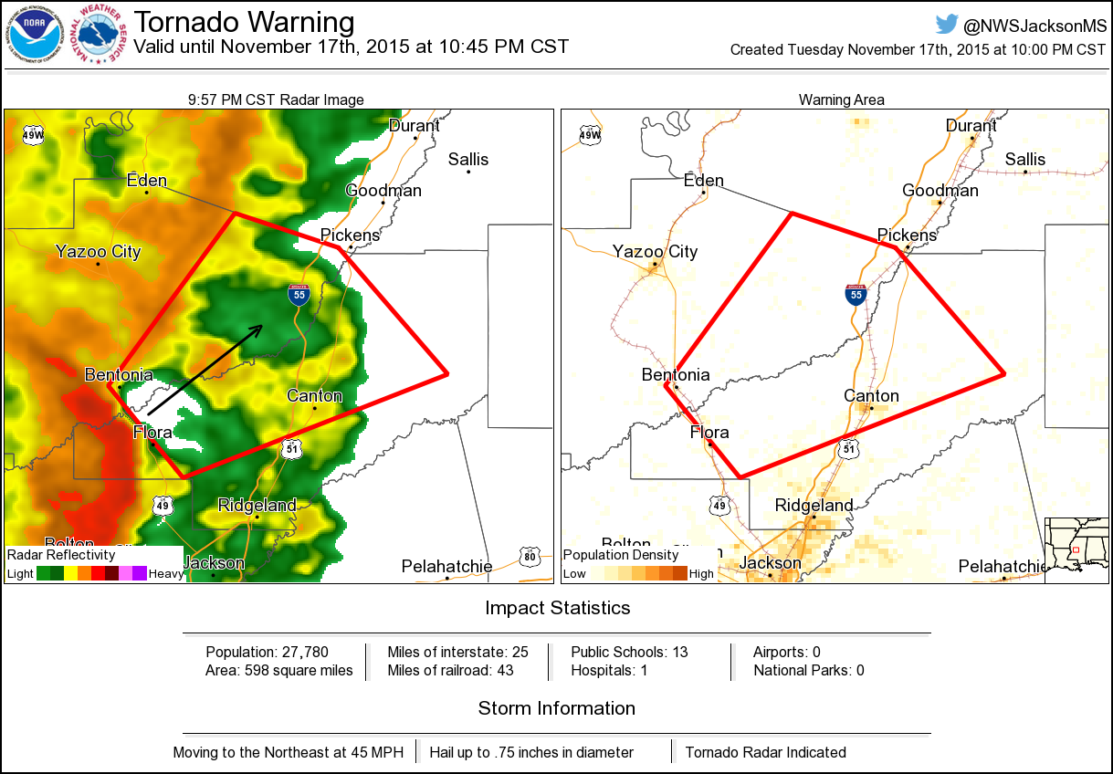 NWS Tornado on Twitter "Tornado Warning including Canton MS, Bentonia
