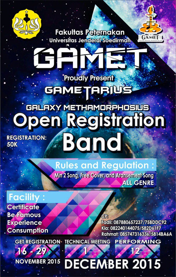 Hove! Akan perform pada event <a href="/GametPeternakan/">GAMET</a> ~Gametarius "Galaxy Metamorphosis"~ kita berkonsep <a href="/paramore/">paramore</a> tribute.