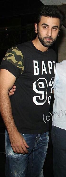 🔥 Ranbir's Awesomeness 🔥 on X: Ranbir Kapoor in BAPE. T shirt : A  BATHING APE CAMO BAPE 93 TEE (BLACK)  / X