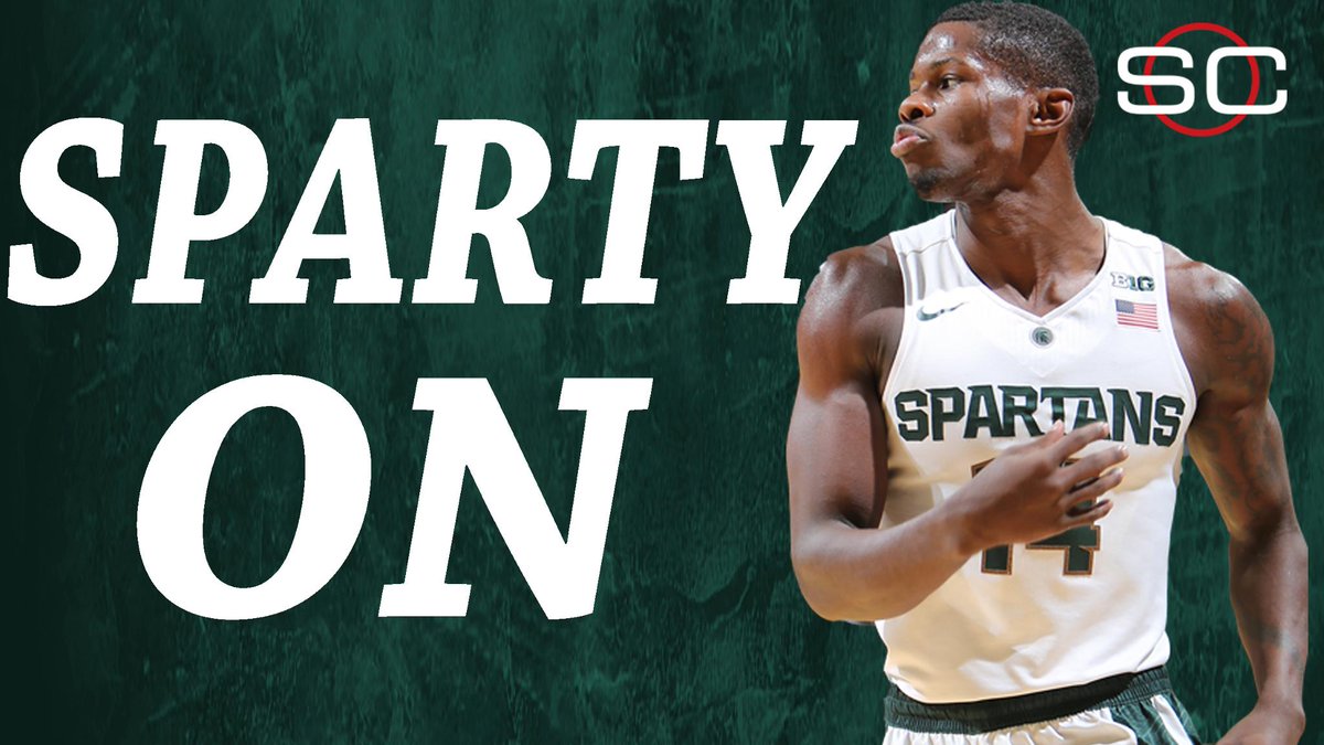 SportsCenter's tweet photo. No. 13 Michigan State completes the comeback! MSU defeats Kansas, 79-73.

Denzel Valentine: 29 Pts, 12 Reb, 12 Ast. https://t.co/tlUT1W3tmn