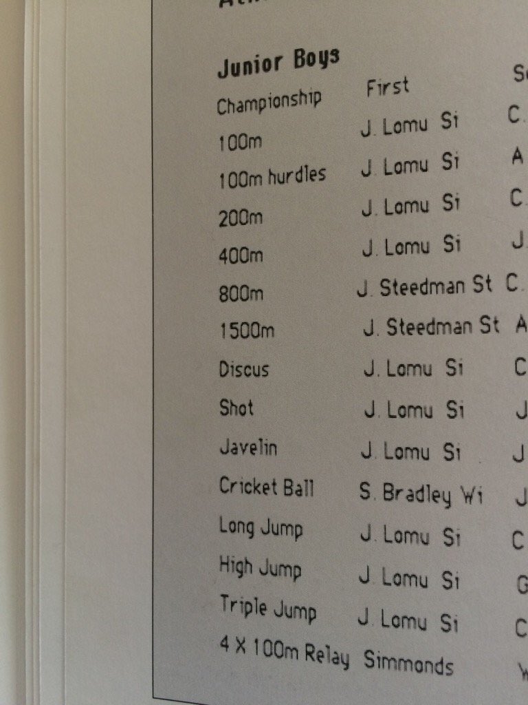 Pierceathletics's tweet photo. Wesley College NZ school sports results 1989 #RIPJonahLomu #athletics the basis 4 all sports @irishathletics https://t.co/1WNfC0fLcS