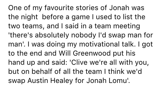 TimPeachBBC's tweet image. Lovely story from @CliveWoodward on @BBCr4today this morning in tribute to Jonah Lomu