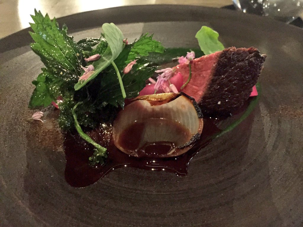 Sher wagyu rump cap, charred onions, stinging nettle sauce <a href="/estellebysp/">ESP</a> . This is getting ridiculously sublime