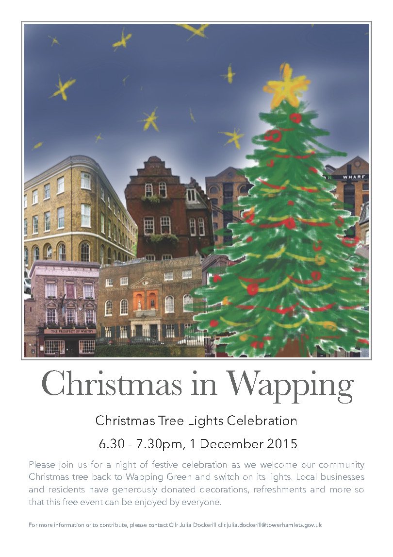 Music, mulled wine and more at the #Wapping Christmas tree lights switch on 1st Dec. Locals pls RT