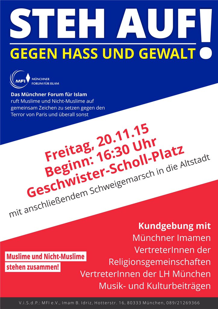 islamforummuc's tweet photo. Muslime und Nicht-Muslime, alle, die gemeinsam ein friedliches Miteinander aufbauen möchten, stehen zusammen! https://t.co/iKXiDJzJAq