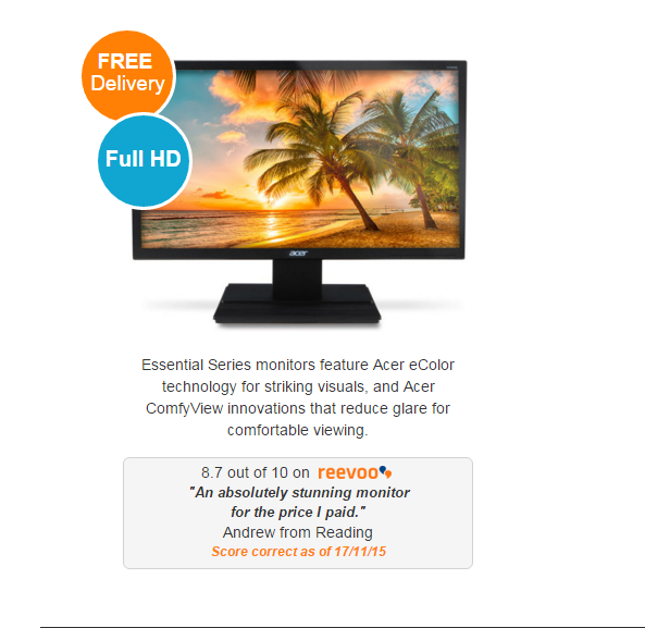 Ebuyer's tweet photo. Today get the Acer 24" V245HLbd LED VGA DVI Monitor for just £84.99!! #dailydeal #deals https://t.co/EhDC7E5Vj3 https://t.co/iySJBlUTx5