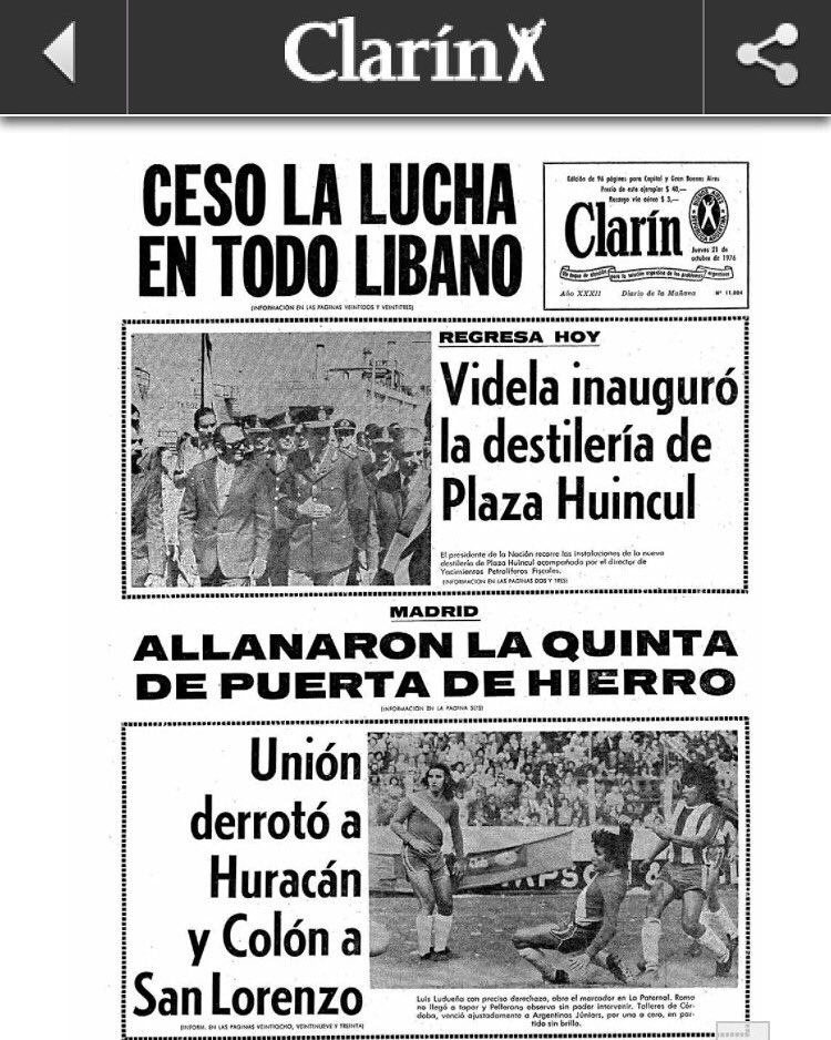 Tapa de Clarín del 21/10/1976