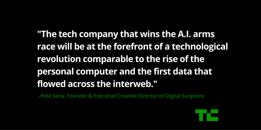 TechCrunch's tweet image. What the A.I. arms race means for creative technology tcrn.ch/1kCVN4r