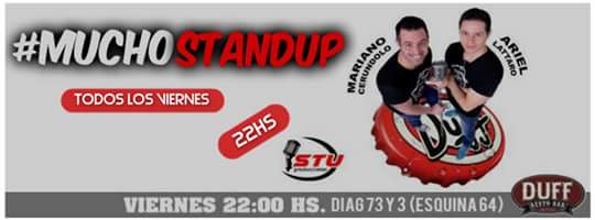 Este viernes estamos con <a href="/ArielLattaro/">Ariel</a> en duff restobar diag.73 y 3 <a href="/StandUpLaPlata/">Stand Up La Plata</a>