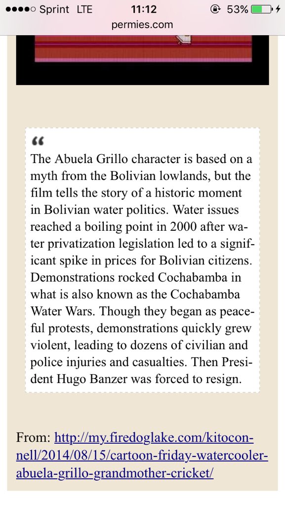 parkeremilym's tweet photo. @ilianapagan #wcutuit what if u stopped drinking water compared w grandmother cricket vid shed light to problems https://t.co/GMVoSEq94q