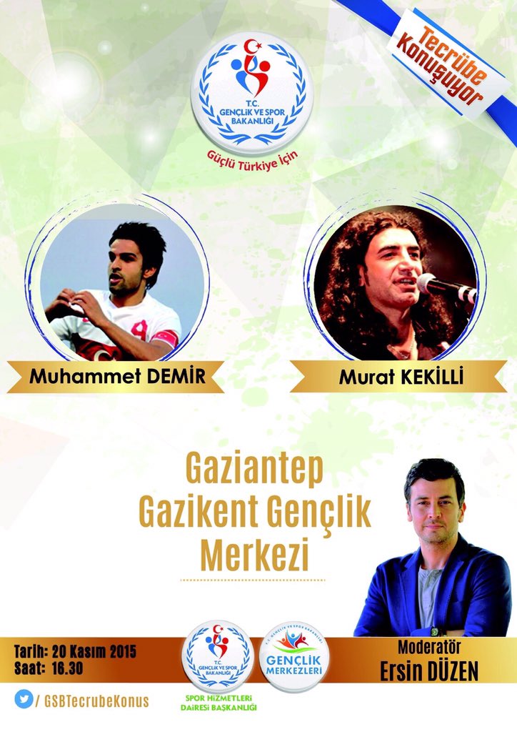 GSBgenclik's tweet photo. #GSBTecrübeKonuşuyor 20Kasım'da #Gaziantep'te konuklarımız #MuratKekilli ve #MuhammetDemir herkesi bekliyoruz... https://t.co/mjDJa51MQ8