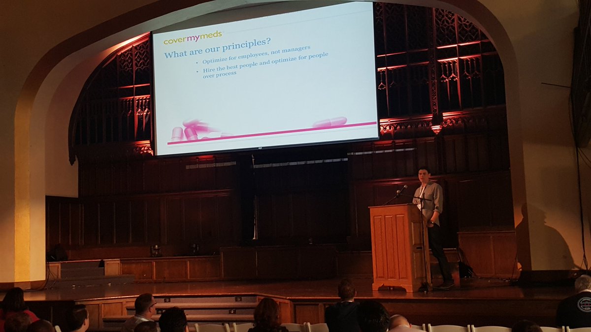 warnermoore's tweet image. &quot;Optimize for smary people not managers&quot; @brycethornton @CoverMyMeds #devopsdaysohio #devops #tech #innovation