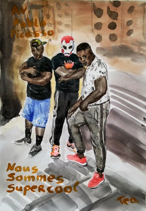 Mec de #Paname 21x29,7 cm(A4) watercolor #drawing on paper2015 Umetnici Saputnici group exhibition in Belgrade