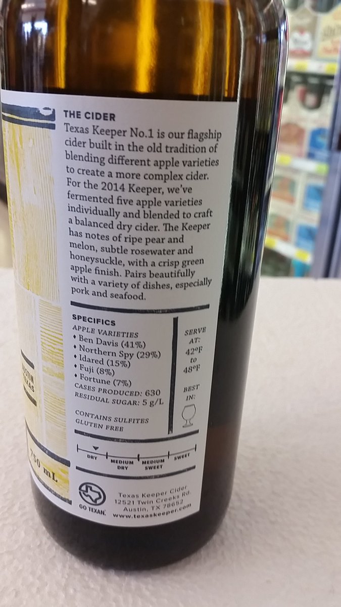 Try this natr'ly gluten-free distinctive Austin cider. @TXKeeperCider