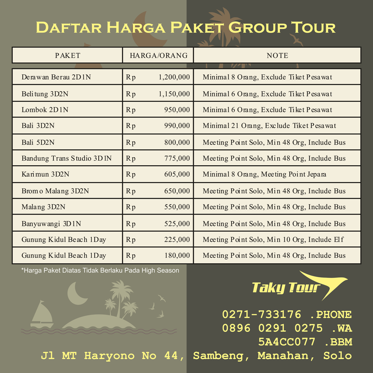 SoloThok's tweet photo. Kowe lan konco sak kampus utowo sak kantormu kari mileh tanggal piknike..soale @takytour wes nyiapne paketane galo.. https://t.co/NjYP9rBFCC