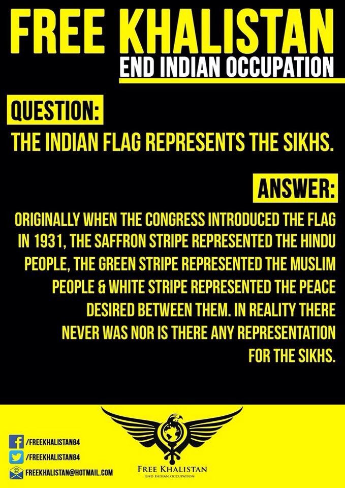 FreeKhalistan84's tweet photo. INDIAN PROPAGANDA EXPOSED

QUESTION:
The Indian flag represents the Sikhs.

#FreeKhalistan
#EndIndianOccupation https://t.co/AVKePcxz3G