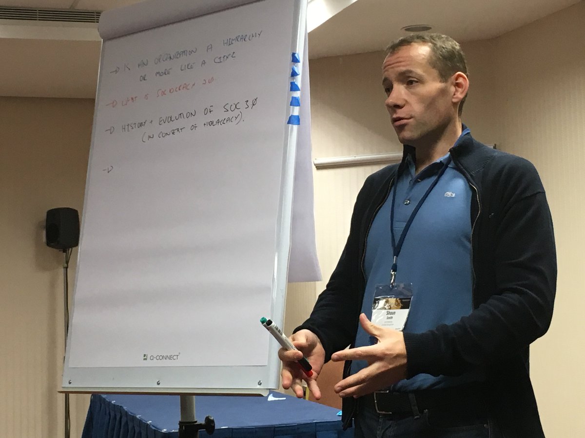 Now: #sociocracy and scrum with <a href="/evalstate/">shaun smith</a> #sgprg