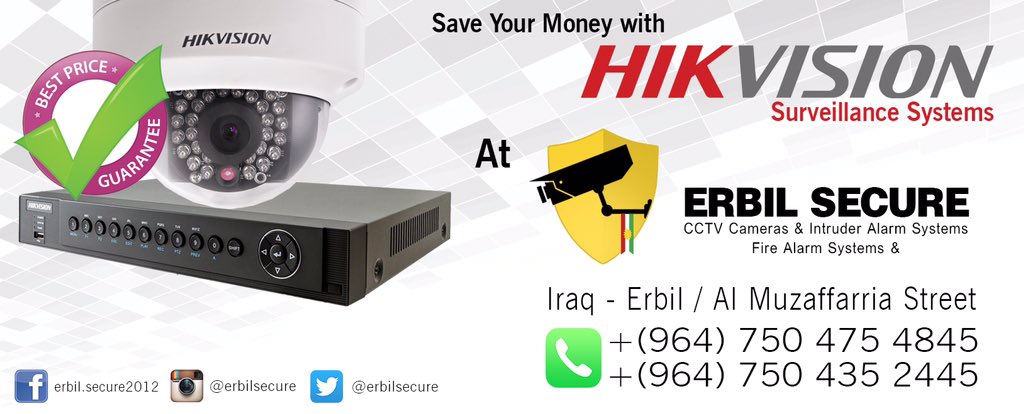 erbilsecure's tweet image. Save your money and with an excellent quality of n.1 surveillance system HIKVISION at Erbil Secure - iraq #hikvision