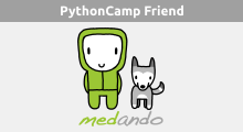 pythoncamp's tweet photo. Als Sponsor unterstützt @MedandoDE das PythonCamp finanziell und stellt wieder den offiziellen Event-Hund ;-)  ^of https://t.co/nN4l4RAXM7
