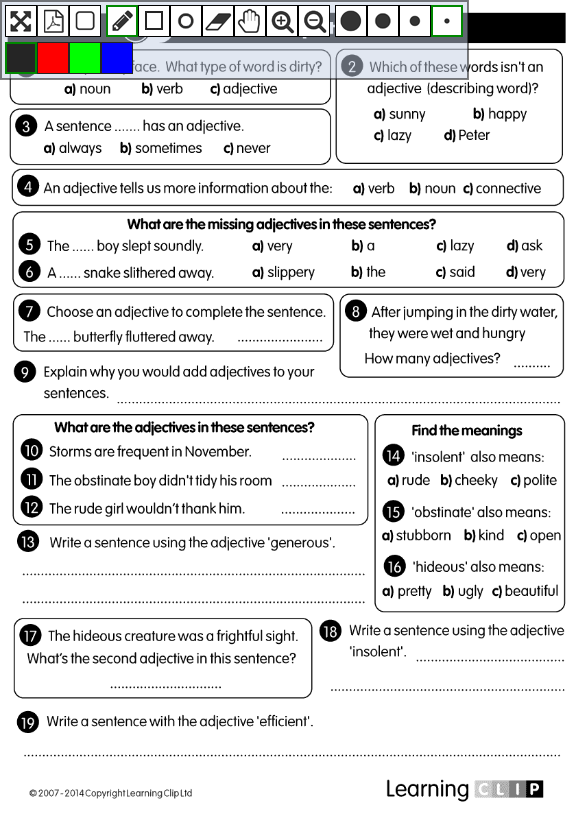 learningclip's tweet photo. #Learn about how to use #adjectives with this brilliant worksheet https://t.co/E0DjrQ436y #primaryschool https://t.co/QiGUT1qbgB