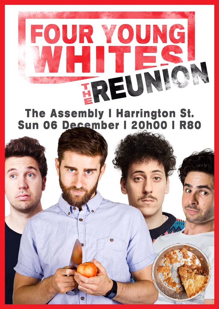 AssemblyComedy's tweet photo. Four Young Whites The Reunion. @BradfordKeen is back. Let's hit it @Assembly_ct 6 December. Woo. #comedy https://t.co/Y5KsDFHPAC