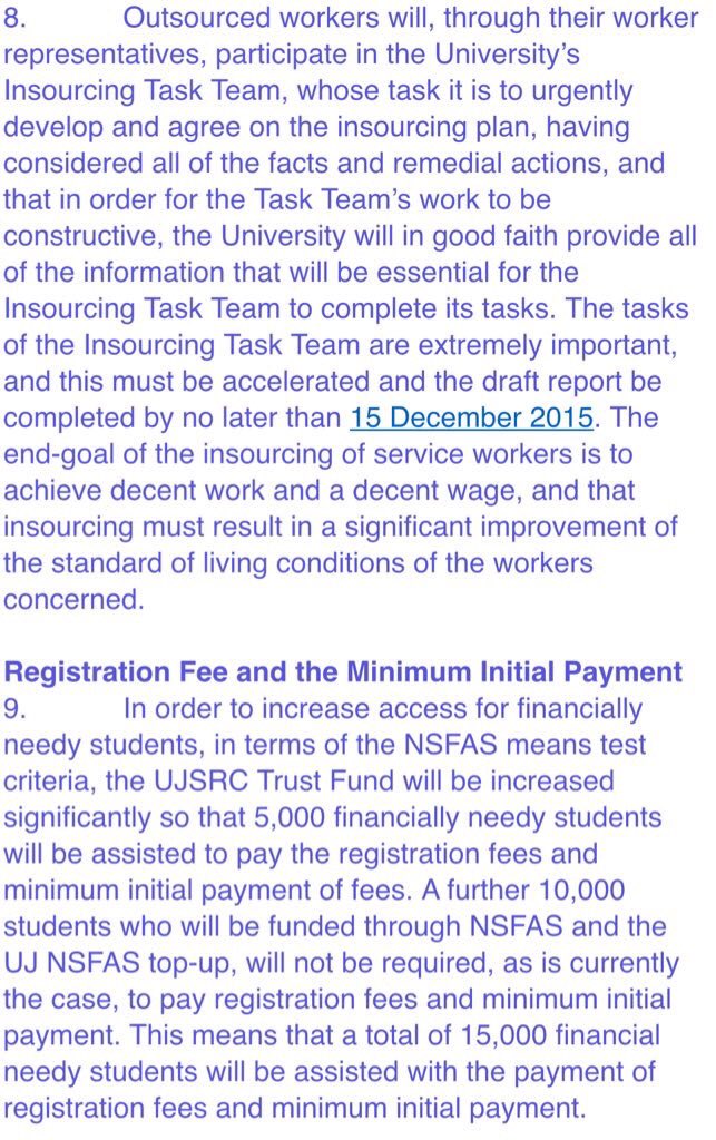 shaeera_k's tweet photo. UJ students and workers have finally beat the Ihron fist. See agreement signed below! ✊🏽 #OccupyUJ https://t.co/iJXFUV70qB