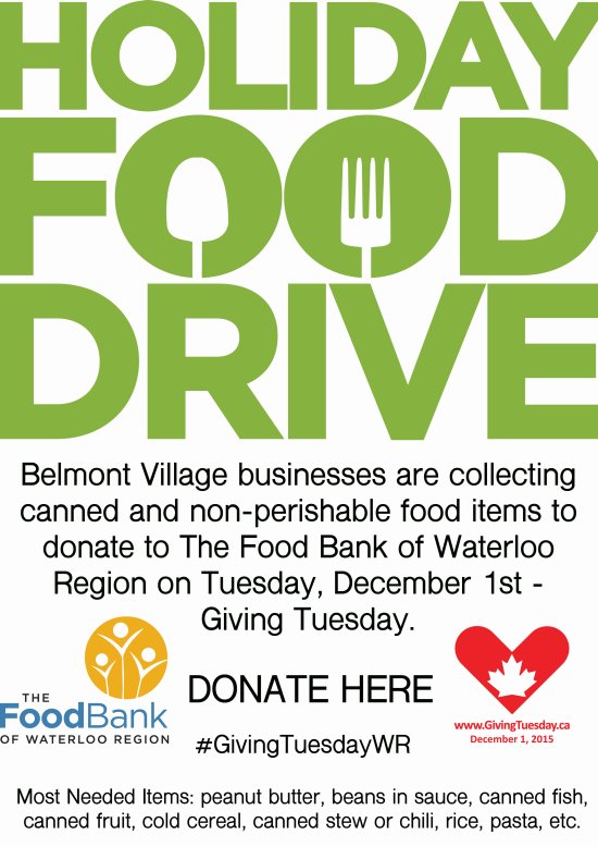 Good morning, #KWAwesome! Today's the day we launch the @VillageBelmont Food Drive 2015 for #GivingTuesdayWR. #KW
