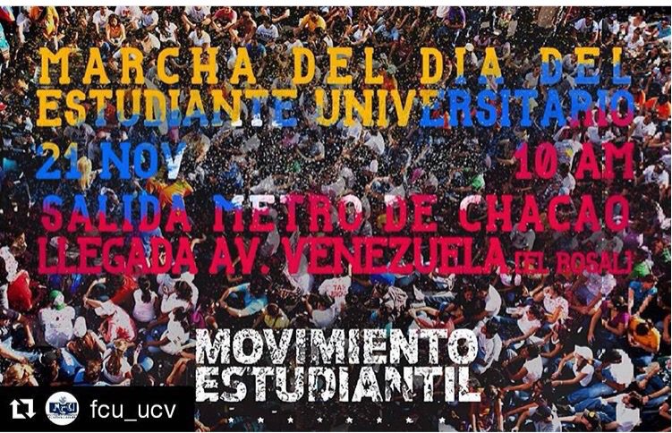 APUCV's tweet photo. Este sábado #21Nov los estudiantes venezolanos presentarán al país sus propuestas para combatir la crisis https://t.co/7k5nixFRV2