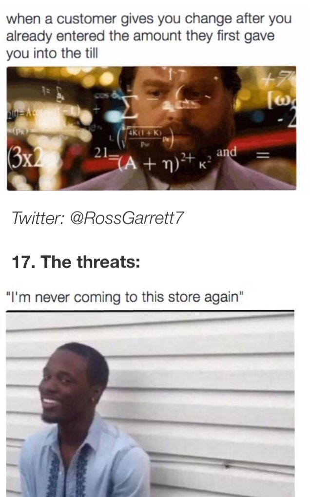 SierraRiann's tweet photo. As I prepare for another day of work. These are my daily cashier problems. #HateCustomers https://t.co/FOVvOGnhhn
