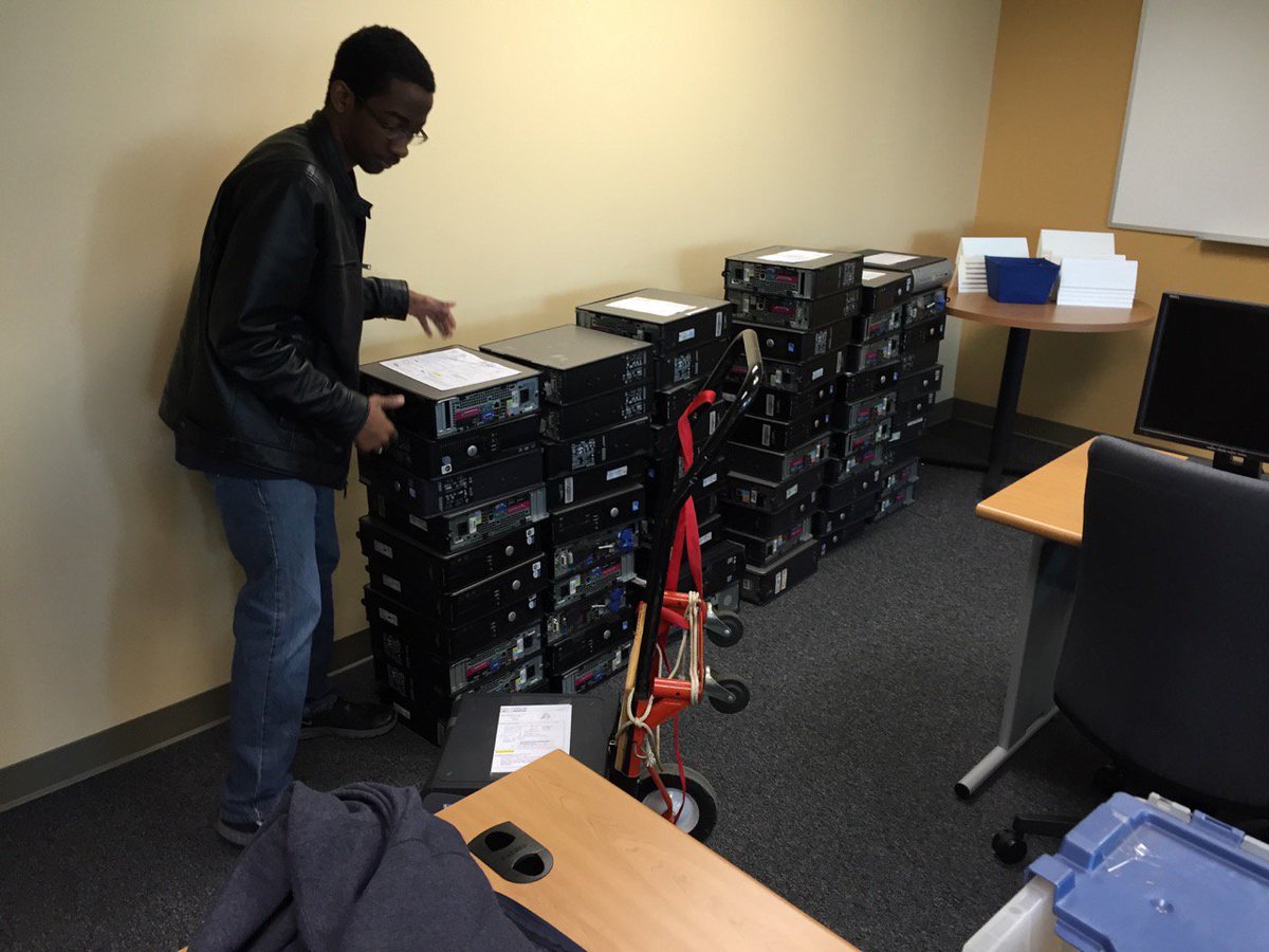 UMBCtraining's tweet photo. This last weekend, we hosted a @WCE_org event - volunteers refurbished 55 computers for schools in Madagascar! https://t.co/nVHNBtxIb4