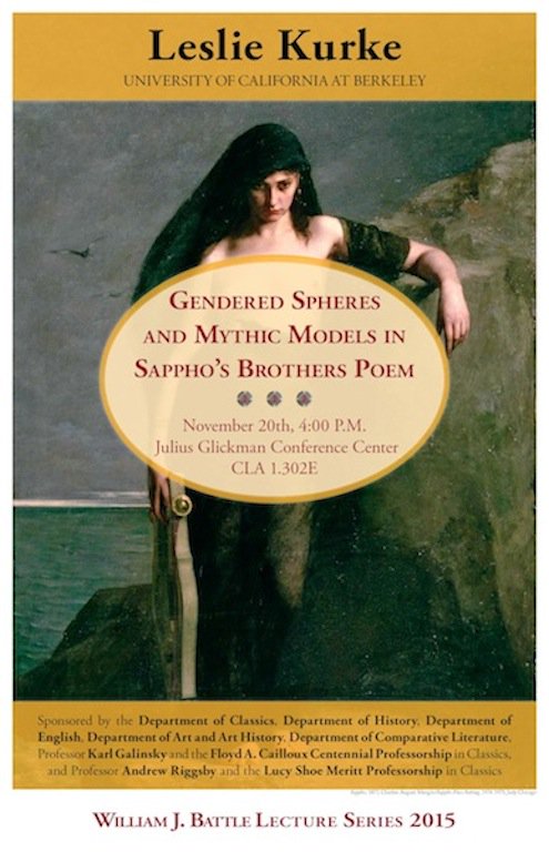Χαίρετε φίλοι! The Battle Lecture is upon us! Don't miss Leslie Kurke this Friday on Sappho's Brothers poem