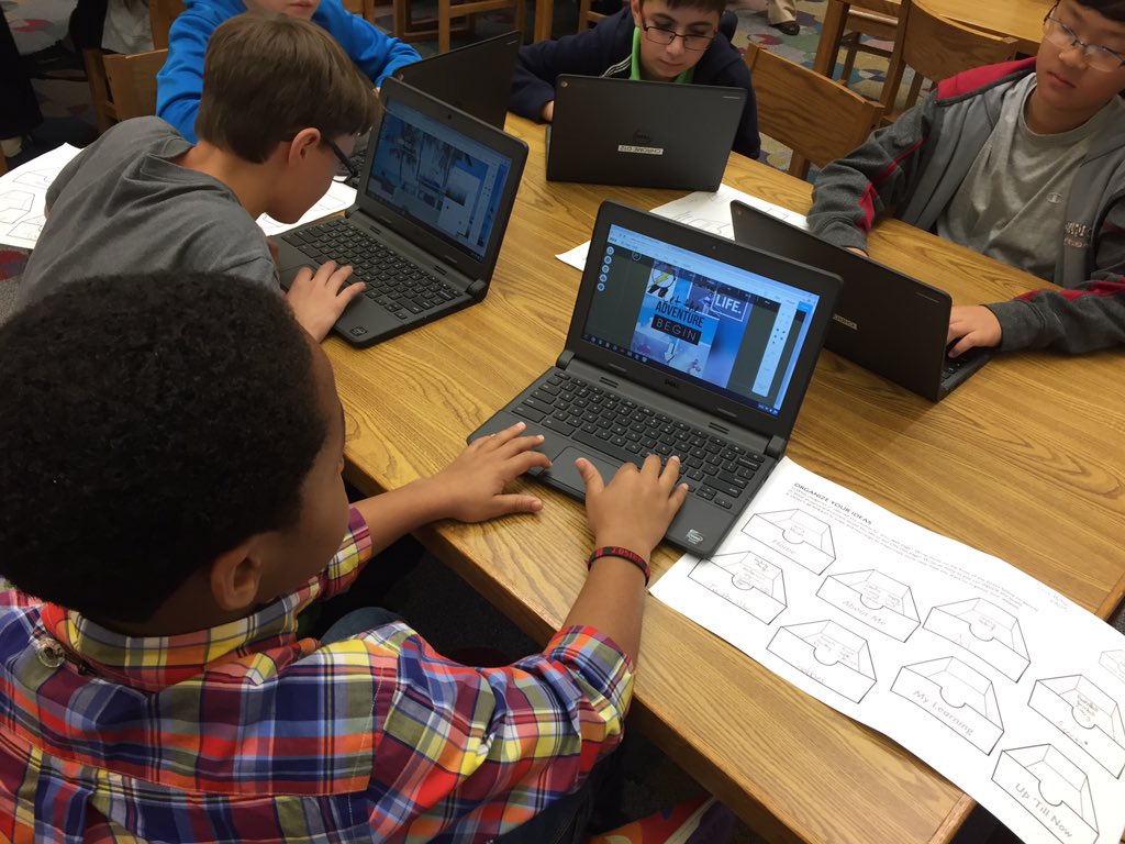 WhittMister's tweet photo. #digitalportfolios @columbiaeschool These 6th graders are leading their own learning. Not sure if they even need us. https://t.co/xuIIqmH7iY