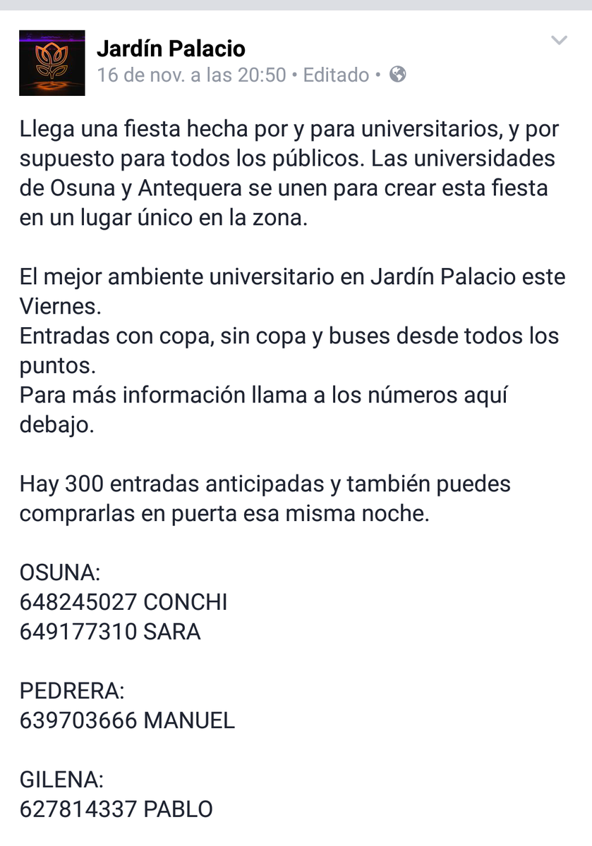 EuosunaF's tweet photo. ¿Aún no tienes tu entrada? ¡¡El viernes está aquí yaa!! Te esperamos en @Jardin_palacio, un lugar único. ☺✌ https://t.co/GnDiLFUJr3