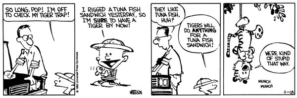Calvinn_Hobbes's tweet image. 30 years ago today (November 18, 1985) we first met a boy and his pet tiger. Happy Birthday!
