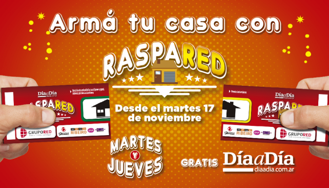 GRUPOREDarg's tweet photo. Ganá tu casa con #RaspaRed de @diaadiacomar! Jugá los martes y jueves, y ganá con #REDViviendas #GRUPOREDArg https://t.co/pczhm1APk0