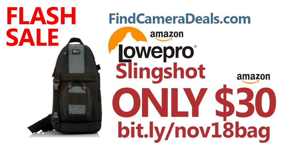 FindCameraDeals's tweet photo. TODAY'S BEST CAMERA DEALS | Lowepro Slingshot only $30! https://t.co/gOcimTRiqm #photog #Canon #nikon #sony https://t.co/K2MGhlhPPM