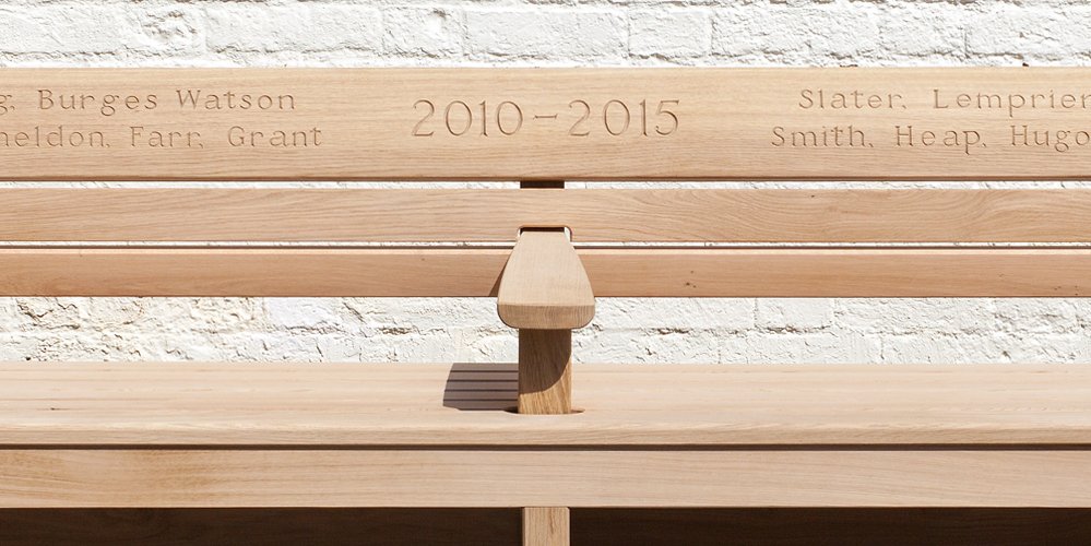 Lucky boys! Bespoke carved chico bench <a href="/madebybenchmark/">Benchmark</a> #leaversgift for Ludgrove School tinyurl.com/pr7ha3x