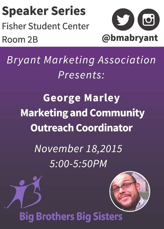 learn more about mkt&amp;comm from George Marley from Big Bro Big Sis today! 11/18 FSC room 2B @ 5 pm 😊 see you there!