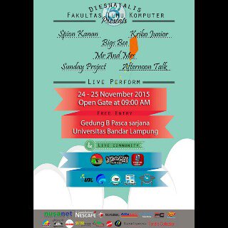 Join bareng kami, Dalam rangka dies Natalis Fakultas Ilmu Komputer - UBL yg ke 15