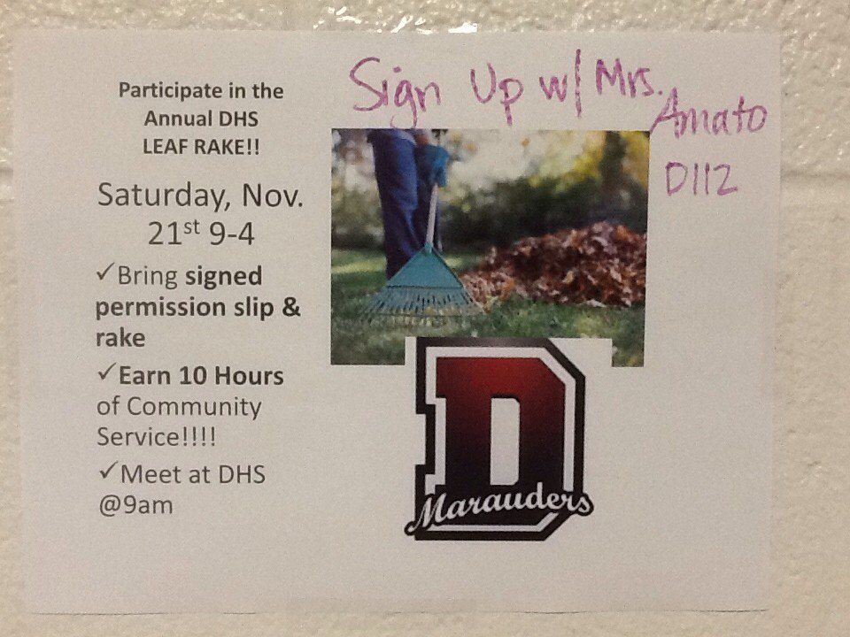 Sign up in my room today!! Great way to get all of your community service for the year!!!