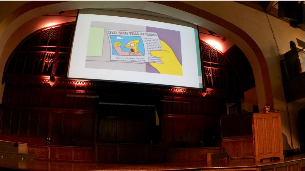 caseywest's tweet image. “Old Man Yells at Cloud” @cloudfoundryart giving her excellent cloud anti-patterns talk at #devopsdaysohio