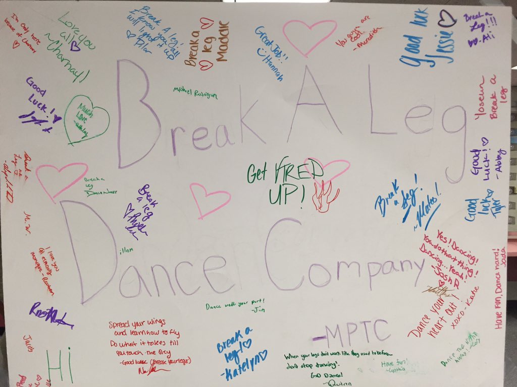 MPTheatreCo's tweet photo. Break a leg @mphsdanceco You guys will be amazing!!! https://t.co/CTE7KjV2ZF