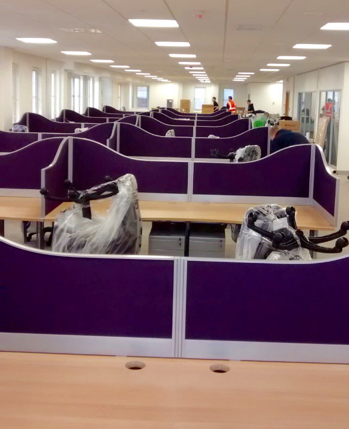 BIGinteriors's tweet photo. We are just completing this call centre in Chester, it will be up and calling with its happy staff in 2 days https://t.co/BmL8H6UlmX